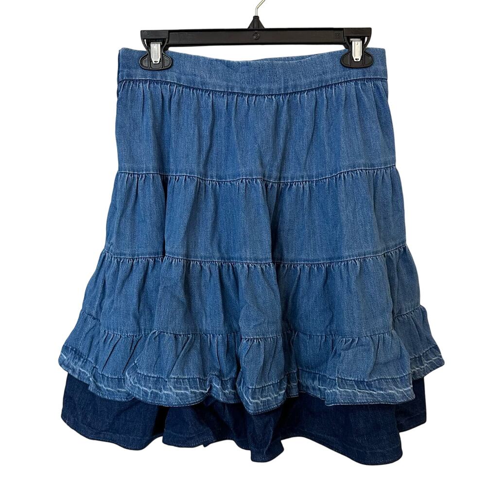 Sandro Fanfan Tiered Denim Mini Skirt Size 40 US 8 New with tags - Picture 3 of 7
